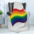 thumbnail image 4 of Pride Soft Flannel Fleece Throw Blanket, Waving Gay Pride Flag Illustration Love Wins Homosexuality LGBT Rights Freedom, Cozy Plush for Indoor and Outdoor Use, 50" x 60", Multicolor, by Ambesonne, 4 of 5