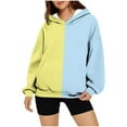 thumbnail image 2 of Sentmoon Women Hoodies Long Sleeve Loose Plus Size Outfits for Women Color Block with Pocket Drawstring Womens Pullover Winter Trendy for Beach Vacation Yellow M, 2 of 5
