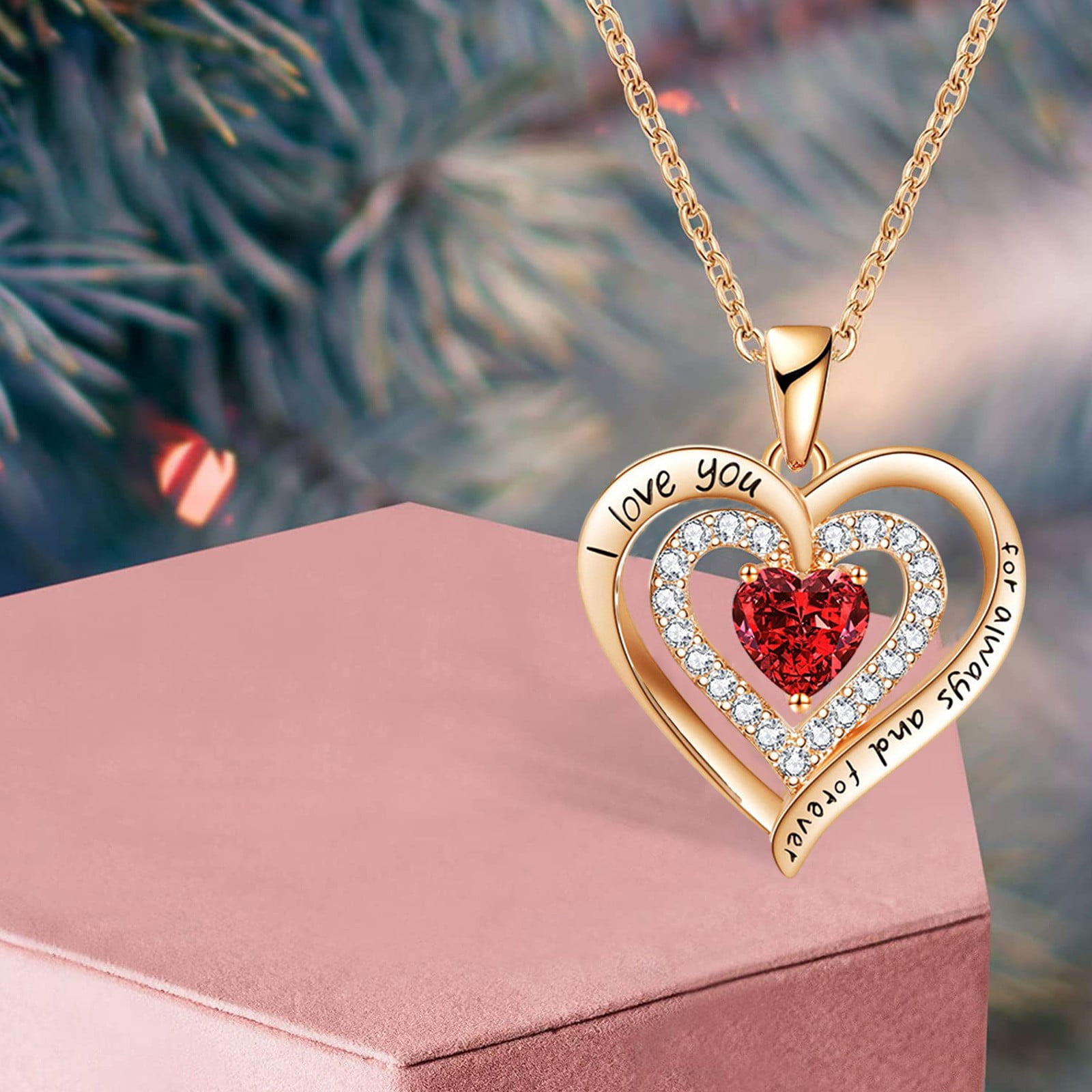 Herunwer Birthstone Necklaces, 925 Sterling Silver Heart Pendant Necklace, Birthstone Necklaces Jewelry, I Love You Always and Forever, Birthday Anniversary Christmas Gifts - Walmart.ca