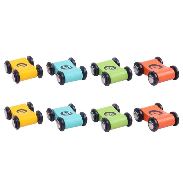 EeaseMX Pista de carreras de madera de 8 piezas, juguete de coche de carreras de madera para niños, juego de mesa interactivo