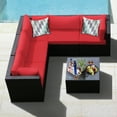 thumbnail image 1 of Gymax Ensemble de Conversation pour Terrasse en Rotin 6 Pcs, Sectionnel d'Extérieur avec Coussins Rouges, 1 of 8