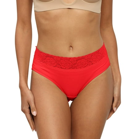 Chuancc Womens Panties Seamless Underwear Womens Underwear Cotton Lace Soft Bikini Panty Comfortable Stretch Full Ladies Briefs Plus Size Underwear for Women Red 2XL Clearance