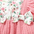 thumbnail image 5 of KIMI BEAR Newborn Baby Girls Outfits 0 Months Fall Winter Outfits 3 Months Floral Prints Tatting Patchwork Long Sleeve Bodysuit + Headband 2PCS Set Pink, 5 of 6