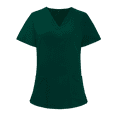 thumbnail image 7 of MLQIDK Womens Scrub Sets Plus Size Scrub Set Petite V Neck Yoga Scrub Pants and Tops Medical Scrubs Nursing Scrubs with Pockets Dark Green XL, 7 of 7