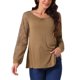 thumbnail image 1 of Blusas de manga larga de encaje para mujer, casuales, con cuello redondo, otoño e invierno, color marrón, talla L, 1 of 1