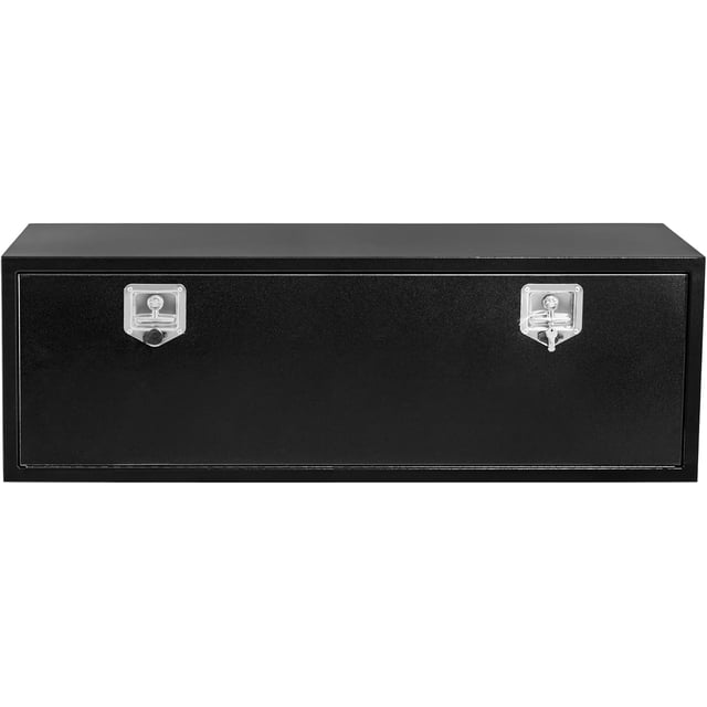 60x18x18in Underbody Truck Tool Box with T-Handle Lock Heavy-Duty Steel Storage Organizer for Pickup Trailer RV - Weatherproof Black