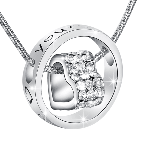 Yoursfs Valentine's Day Gift Necklaces For Women Silver Plated Promise Ring & Heart CZ Pendant Necklaces Birthday Anniversary Jewelry For Wife and Her