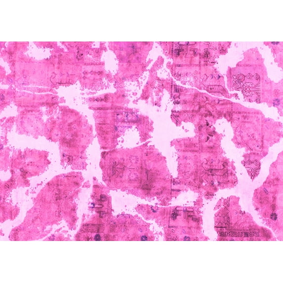 Ahgly Company Indoor Rectangle Abstract Pink Modern Area Rugs, 7' x 10'