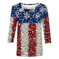 thumbnail image 4 of Feancey Womens 3/4 Sleeve Tunic Tops Plus Size 4th of July T Shirts American Flag Sequin Print Crewneck Tee Holiday Casual Loose Work Blouse 2025 Fashion Gift Ideas Multicolor S, 4 of 5