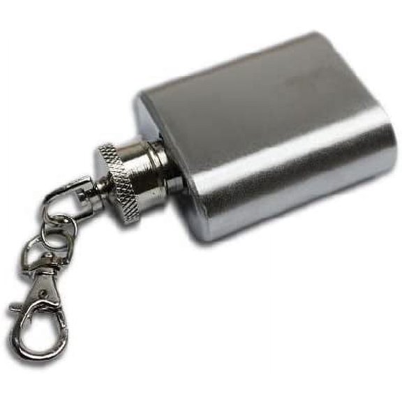 1 OZ Stainless Steel Quadrate Liquor Pocket Flask with Keychain