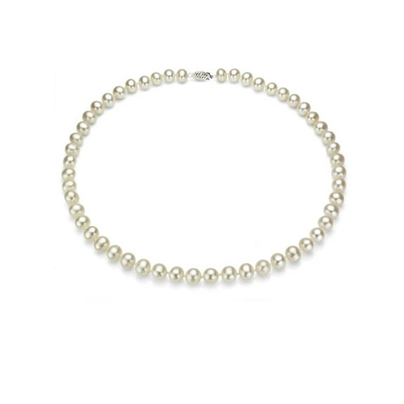 ADDURN 5-6mm White Genuine Cultured Freshwater Pearl 18" Necklace and Sterling Silver Filigree Clasp