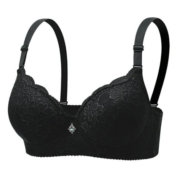 Women's Push Up Lace Bra - Underwire Thick Padded, Add 2 Cups Lift Up, Deep V Plunge Sexy Bra Black 38