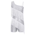thumbnail image 3 of Alvivi Women Sequins Tassel Fringed Latin Leotard Jazz Tango Samba Dance Costume White L, 3 of 7