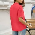 thumbnail image 3 of Womens Polo Shirts Short Sleeve V Neck Collared Tops Golf Tops Office Work Business Summer Casual Outfits Vermilion 2XL, 3 of 5