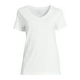 thumbnail image 5 of Time and Tru Women's Cotton V-Neck Tee with Short Sleeves, Sizes XS-XXXL, 5 of 5