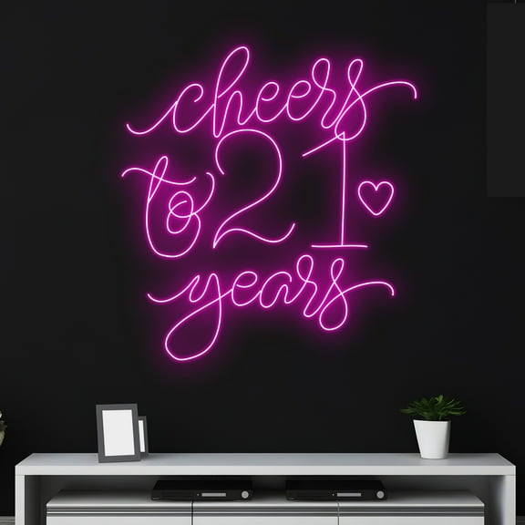 Handmadetneonsign Custom Cheers To 21 Years Neon Sign, Custom Name LED Light, Motivational Wall Art