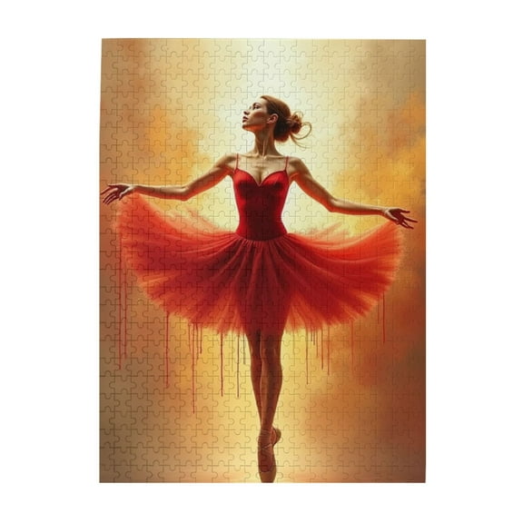 Red Ballerina 500 Piece Adult Jigsaw Puzzle Challenging And Relaxing Brain Teaser Vibrant Artwork Quality Pieces Great Gift Idea For Puzzle Lovers