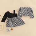 thumbnail image 2 of OUSITAID Automne Enfants Fille Robe Ensemble Imprimé Motif Patchwork Unique Manches Longues Correspondant Outwear Manteau Vêtements d'Automne, 2 of 6