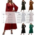 thumbnail image 3 of Zpanxa Maxi Dresses for Women, V Neck High Waist Lantern Sleeve Flowy A Line Winter Style, 3 of 6