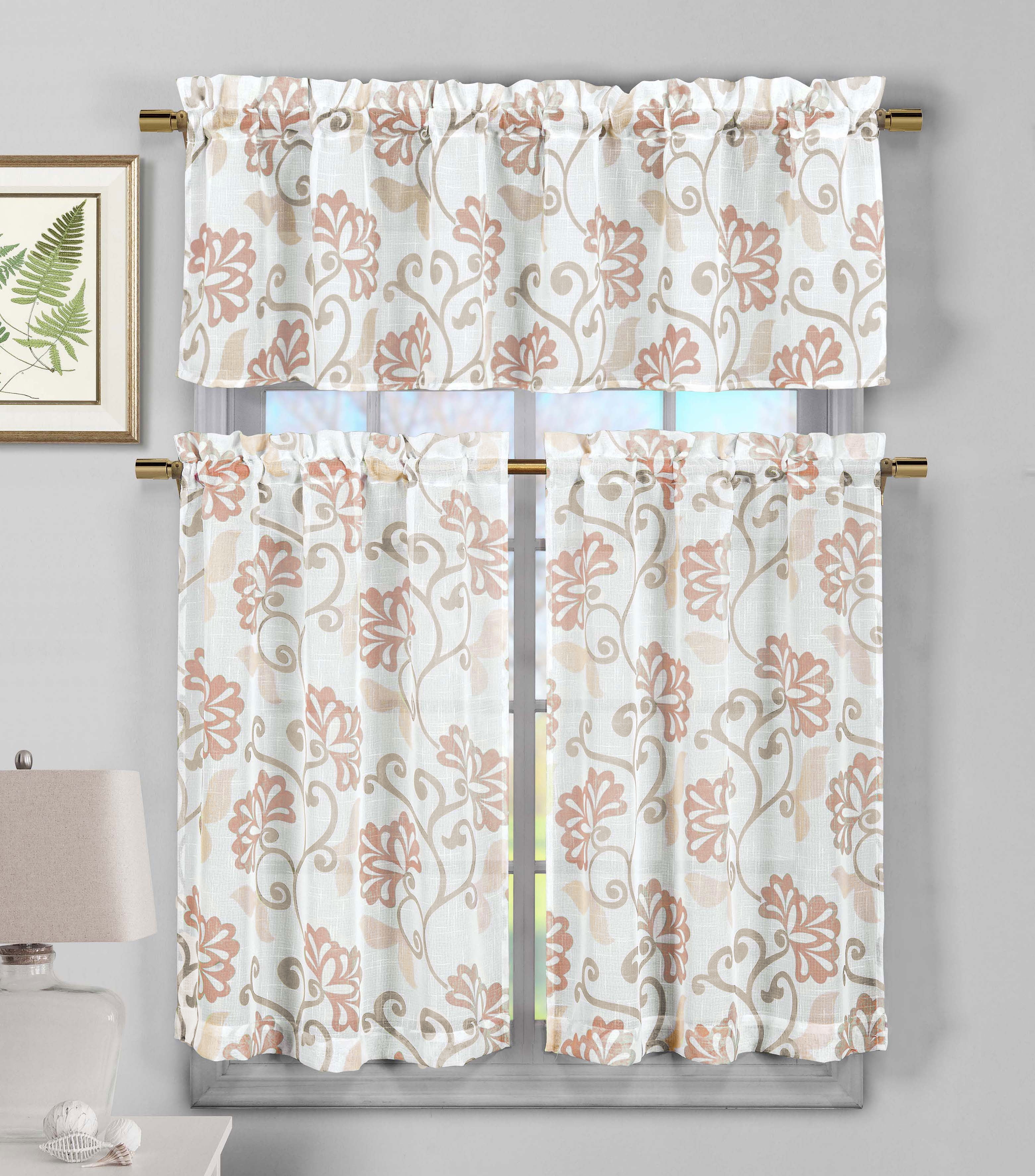 Rivietta Floral Kitchen Curtain & Tier Set - Walmart.com