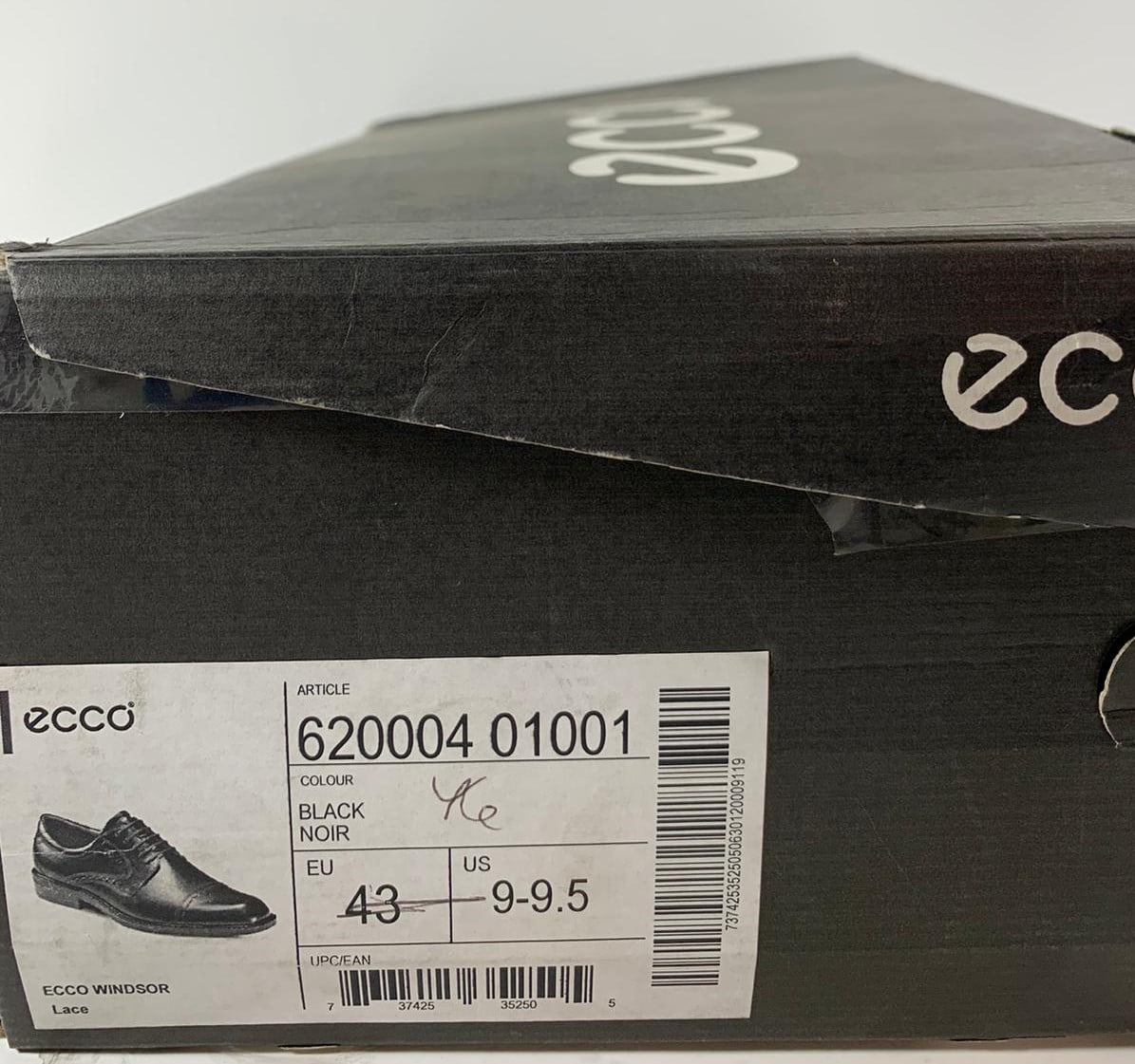 ECCO Men's Windsor Cap Toe Lace Up 620004, Black - Size 9-9.5 -