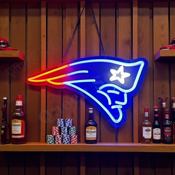 Queen Sense 16"x8" For New Englands Sports League Patriots LED Neon Sign for Wall Decor Dimmable USB Powered LED Light W116NEPL-5VLED