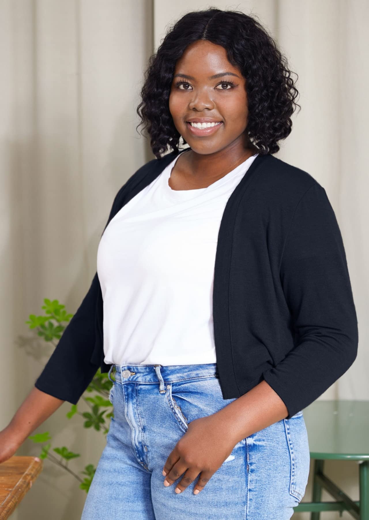 SHOWMALL Plus Size Super Soft Thin 3 4 Sleeve Navy Blue Bolero Shrug for Women in Summer Walmart