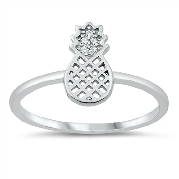 White Cubic Zirconia Trendy Pineapple Ring .925 Sterling Silver Band Jewelry Female Male Size 9