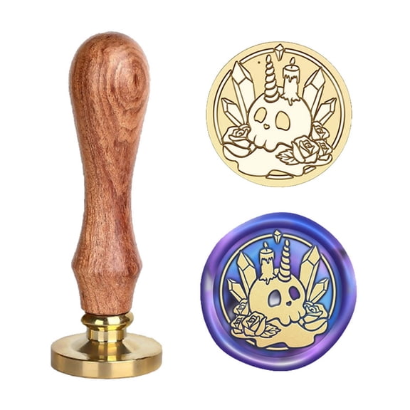 Wood Handle with Stamp Head,Ha110weenThemd Stamp Head for Seal Letter Envelope