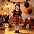 thumbnail image 2 of JFOPQVSM Girls Halloween Comfortable and Breathable Short Sleeved Dress Cute Cartoon Print Dress, 2 of 5