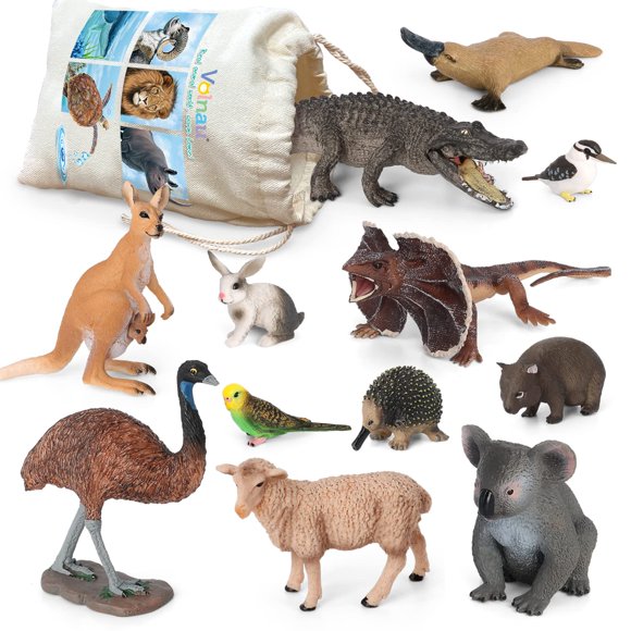 Figuras de animales Volnau Australian, 12 unidades, para niños