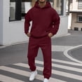 thumbnail image 3 of Men's Tracksuit 2 Piece Long Sleeve Hoodie and Sweatpants Set Solid Athletic Sweatsuits Casual Jogging Suit Sets Wine L, 3 of 6
