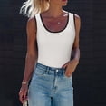 thumbnail image 4 of TSADFHJI Womens Tank Tops Summer Sleeveless Scoop Neck Ribbed Knit Color Block Basic Slim Fitted Tee Shirts Women's Bras Extra Small Booty Shorts Bras for Women Blue Bras for Women 2 Piece White S, 4 of 7