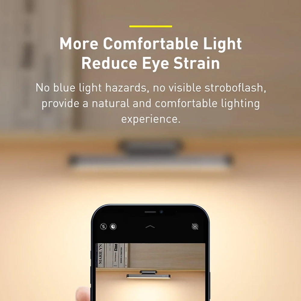Baseus Magnetic Hanging Desk Lamp, Rechargeable LED, Continuous Dimming, for Reading, Study, Work, Eye Protection