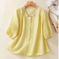 thumbnail image 1 of Soki Womens Summer Clothes Crew neck Loose Casual Short Sleeves Round-Neck Solid Color Loose Tops, 1 of 4
