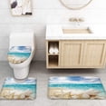 thumbnail image 4 of FMSHPON Seaside 4 Piece Bathroom Set Shower Curtain Bath Rug Contour Mat and Toilet Lid Cover, 4 of 7