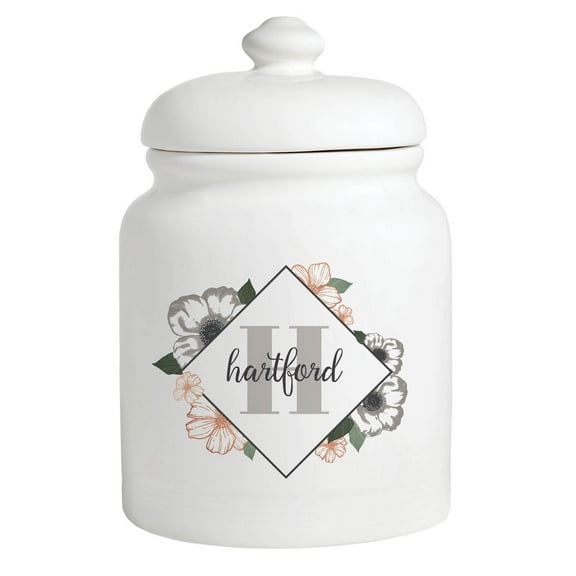Personalized Name and Initial Floral Cookie Jar