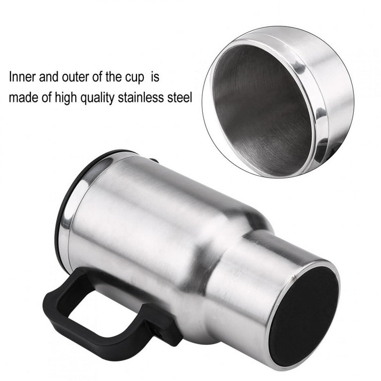 Acouto 12V 750ml Travel Heating Cup, Car Portable Stainless Steel Electric  Heated Thermos Cup Coffee Tea Boiling Mug Kettle