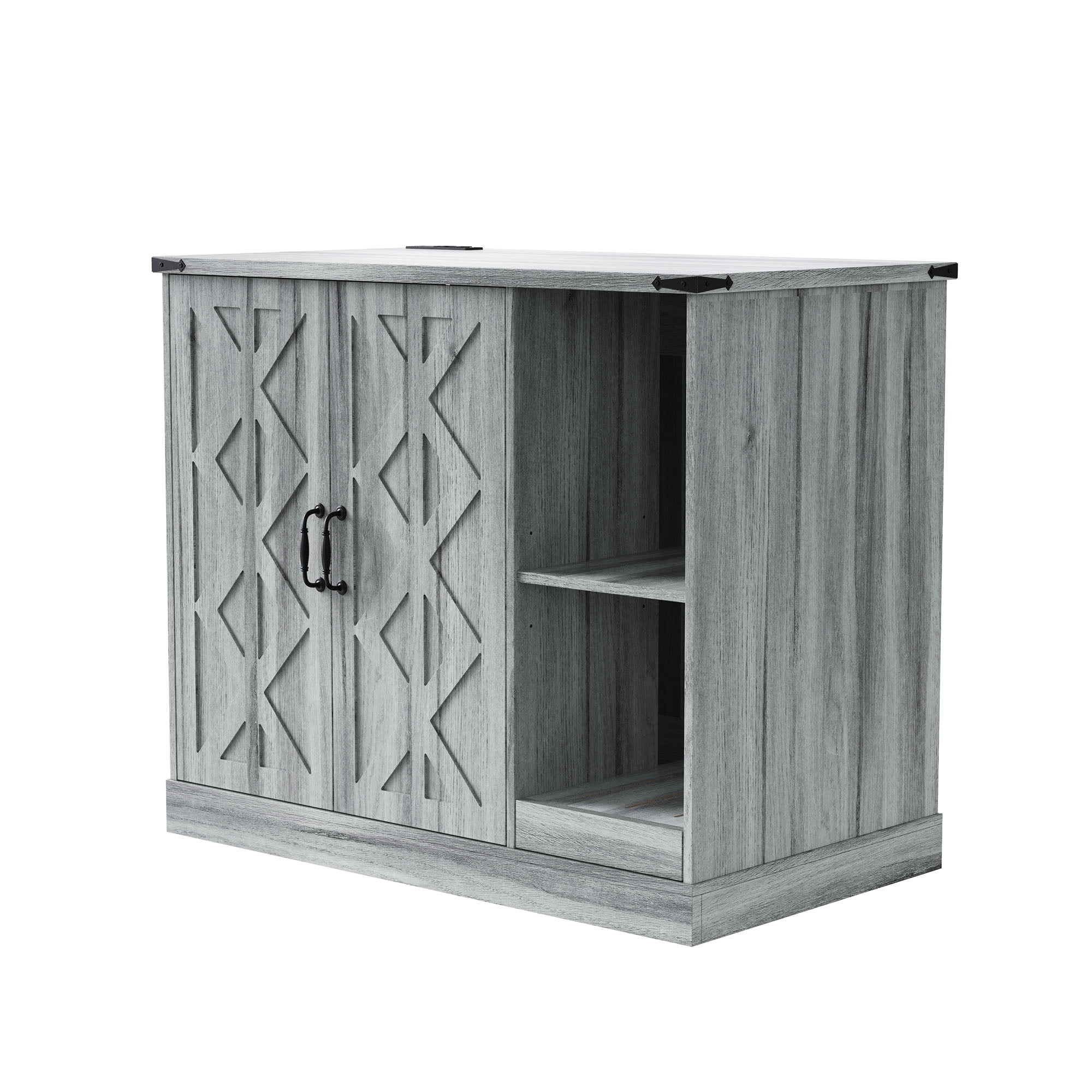 CQSXDA Cat Litter Box Cabinet with Power Outlet and Adjustable Shelves for Large Automatic Litter Boxes