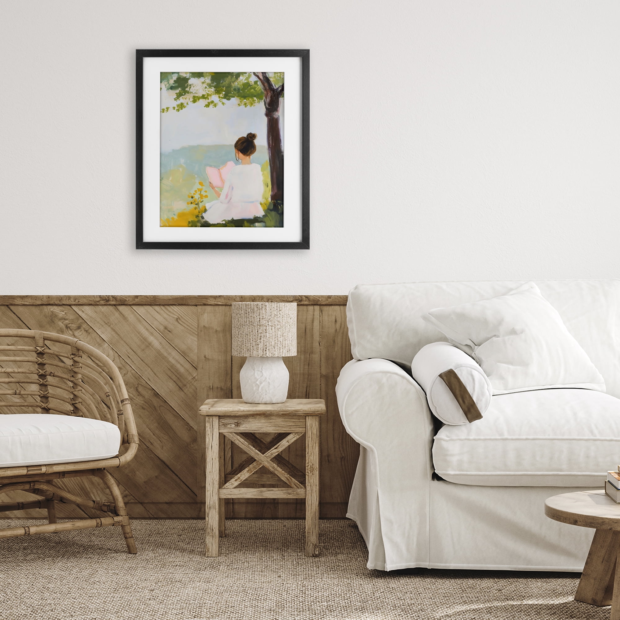 Stupell Industries Girl Reading in Nature Black Framed Print Under Glass, design by The Prints Vibe