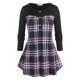 thumbnail image 1 of Camiseta de Henley de Talla Extra con Estampado de Cuadros Rosegal Mangas largas de talla grande, 1 of 5
