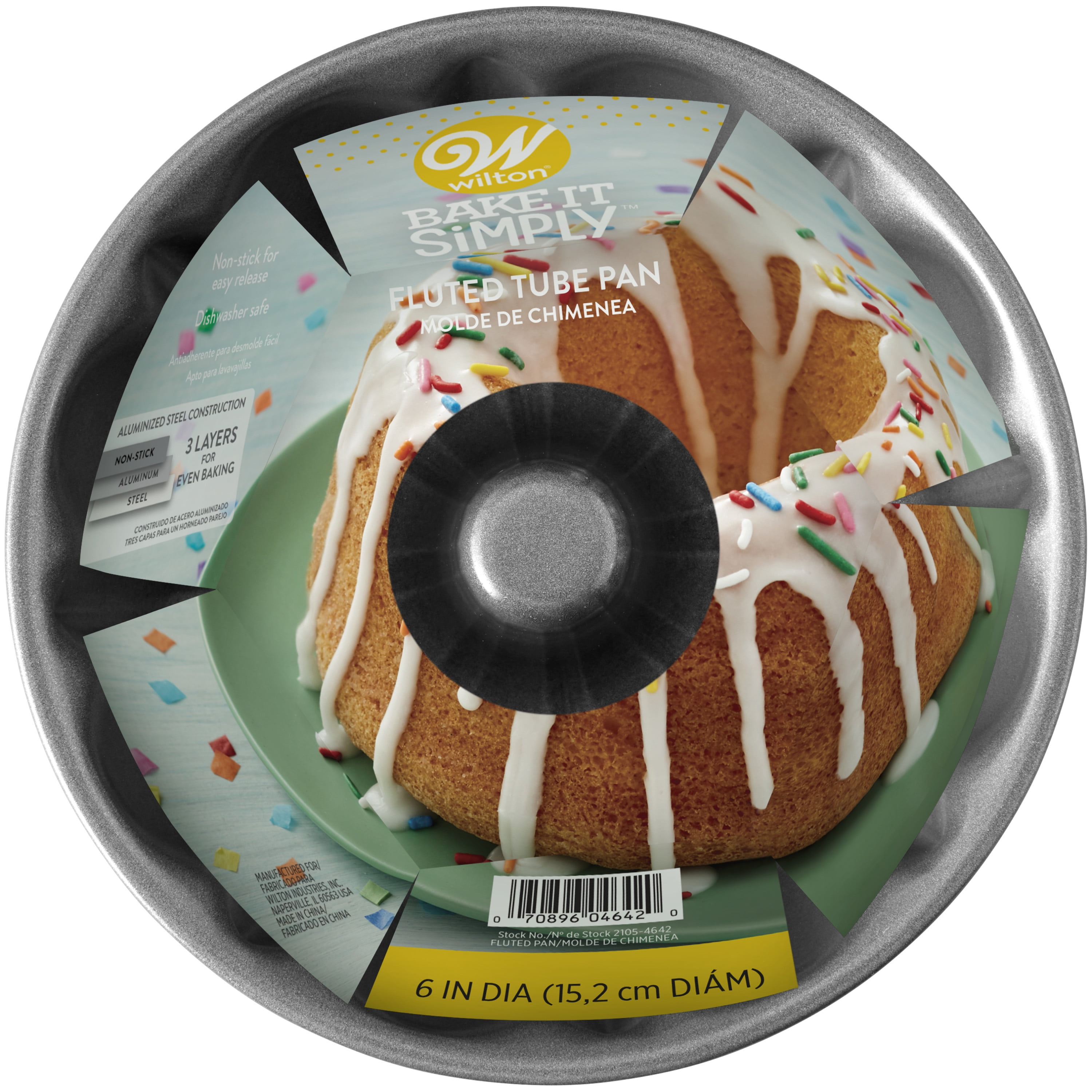 HUAKENER 2 Pcs Mini Bundt Cake Pan, 6-Cavity Fluted Tube Cake Pan,  Non-stick for