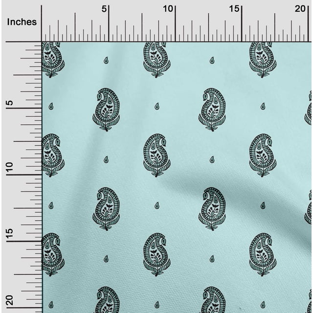 oneOone Cotton Poplin Fabric Paisley Block Print Fabric By The Yard 56 Inch Wide