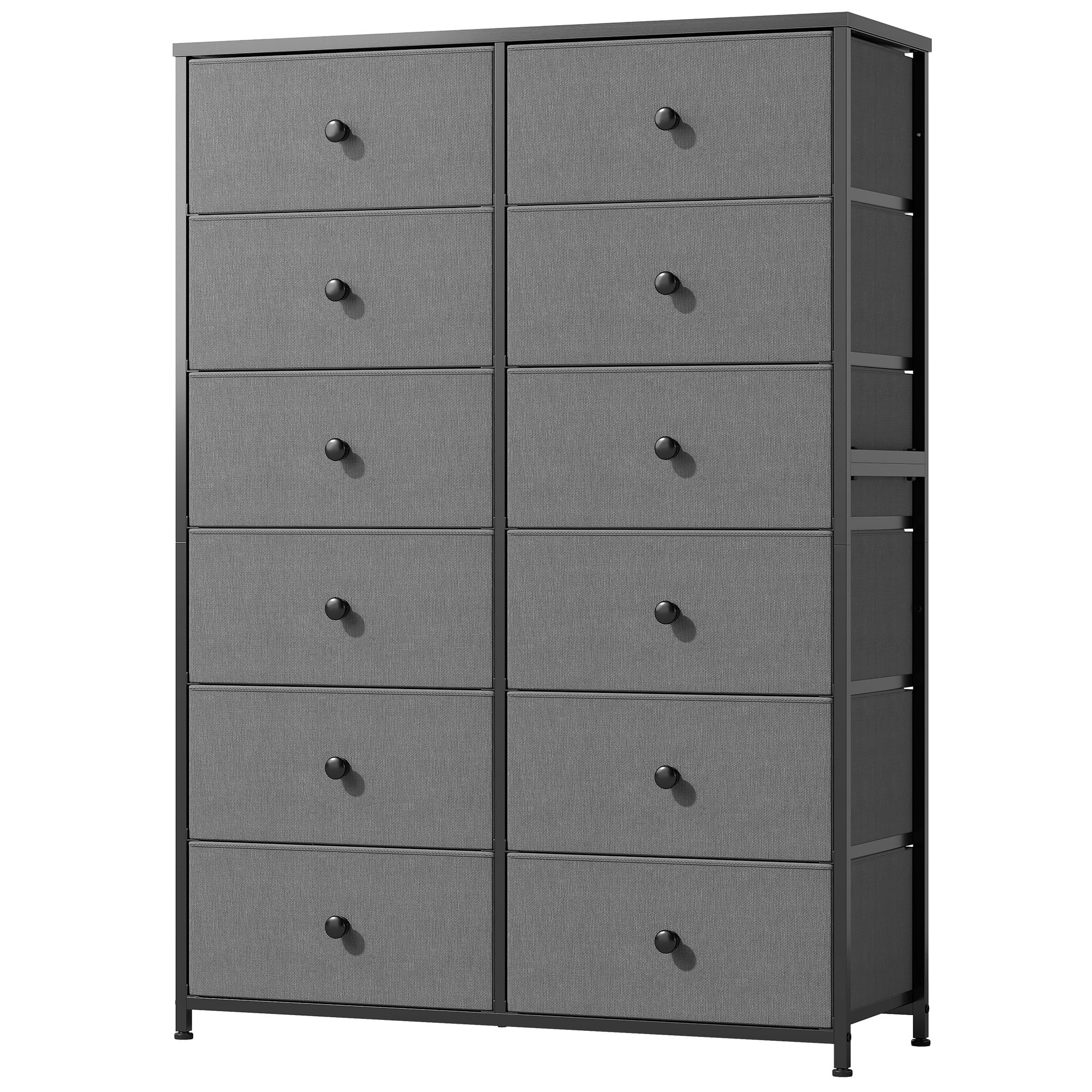 52.2" H Dresser for Bedroom with Fabric Drawers Tall Dresser with Wooden Top for Living Room, Light Gray