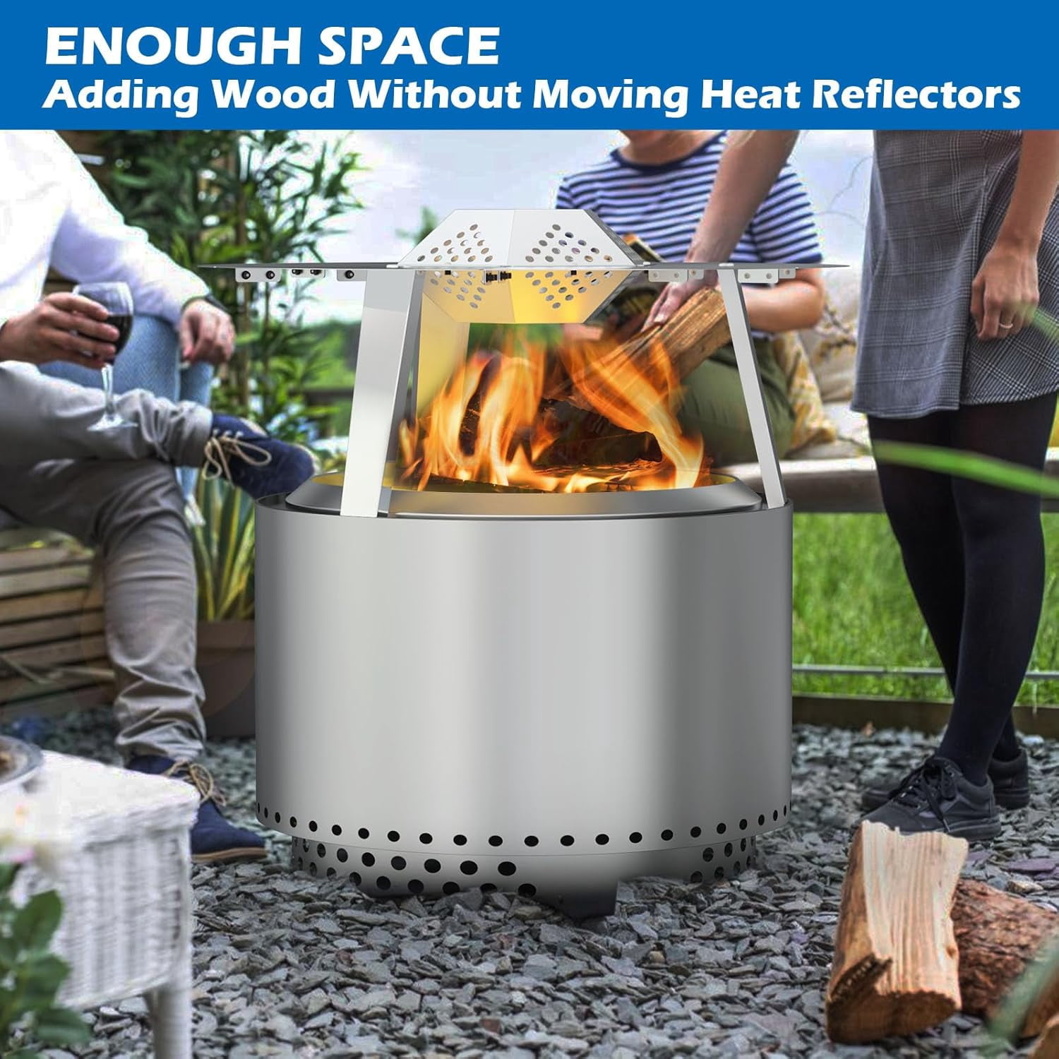 304 Stainless Steel Heat Deflector with Handle and 3 Legs for 19.5-Inch Fire Pits