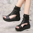 thumbnail image 3 of SAILING Sandalias de cuero negras para mujer, botas geniales, zapatos de plataforma, cuñas, zapatos de mujer, sandalias de moda para exteriores, novedad de verano 2023, 3 of 4