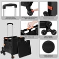thumbnail image 2 of ASDFGH Folding Utility Cart Portable Rolling Crate Handcart with Stair Climbing Wheels&360 ° Swivel Wheels Telescoping Handle Plastic Box Dolly for Travel Shop Move Office Teacher Use(Black), 2 of 7