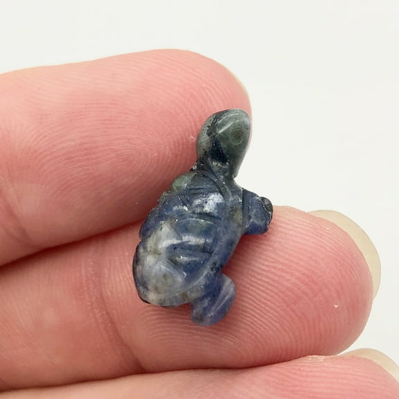 Adorable Sodalite Turtle Animal Figurine/Worry Stone | 20x12.5x8mm | Blue White | 1 Figurine