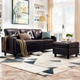 thumbnail image 3 of Honbay Modern Tufted Faux Leather L Shaped Sectional Sofa with Chaise for Small Space, Brown, 3 of 8