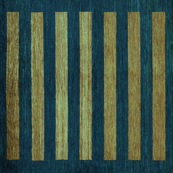 Ahgly Company Indoor Square Abstract Turquoise Blue Modern Area Rugs, 5' Square